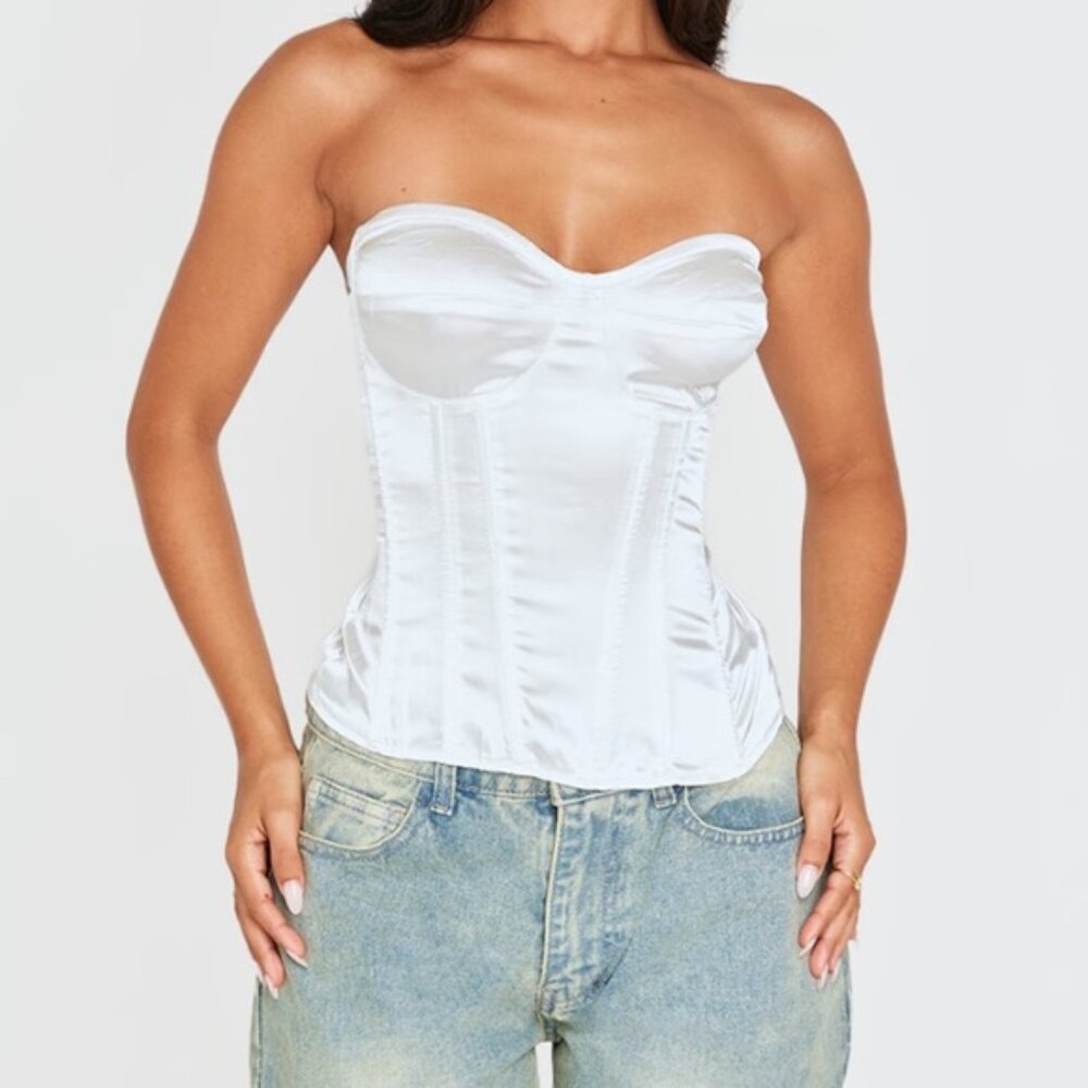 PrettyLittleThing Satin Bustier Top